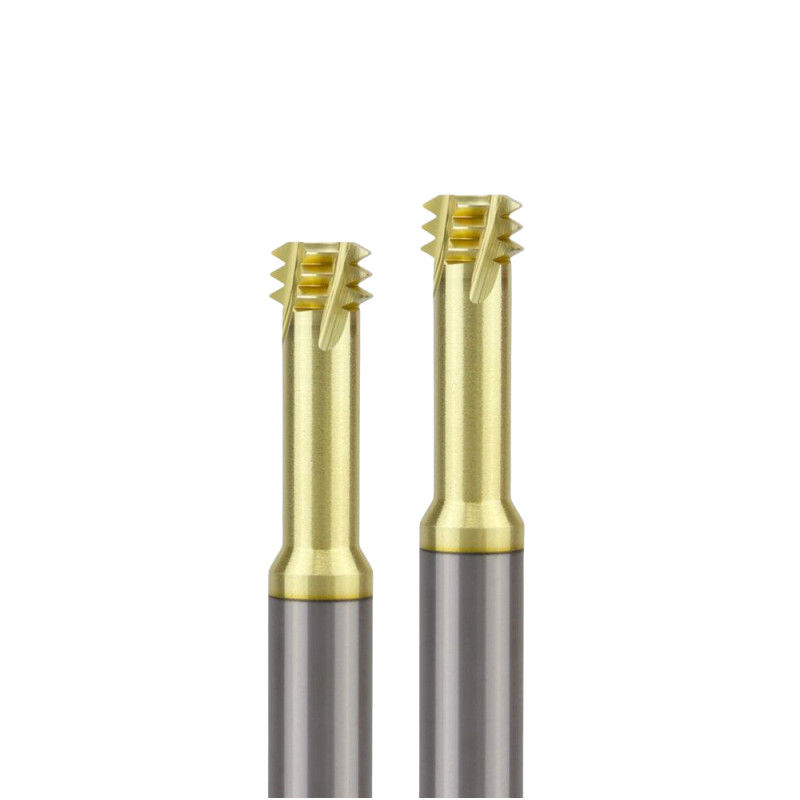 Solid Carbide Threading End Mill Metric Champagne Warna Tiga Gigi Untuk Titanium Alloy