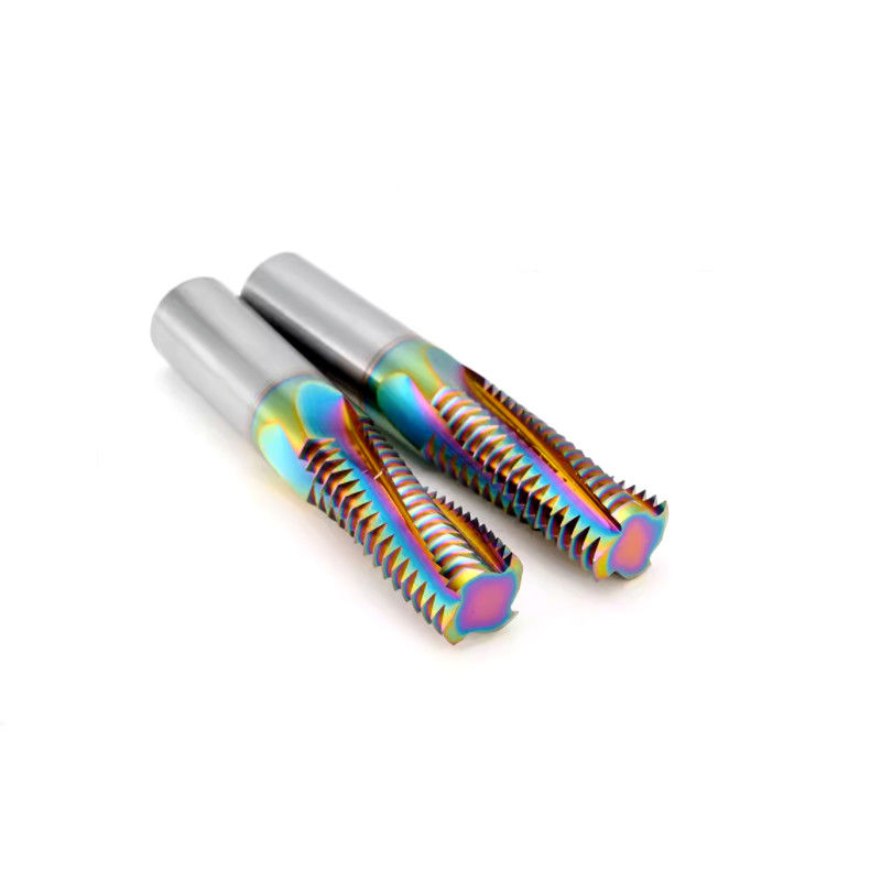 Full Teeth DLC Rainbow Threading End Mill Cutter HRC65 Untuk Aluminium Stainless Steel