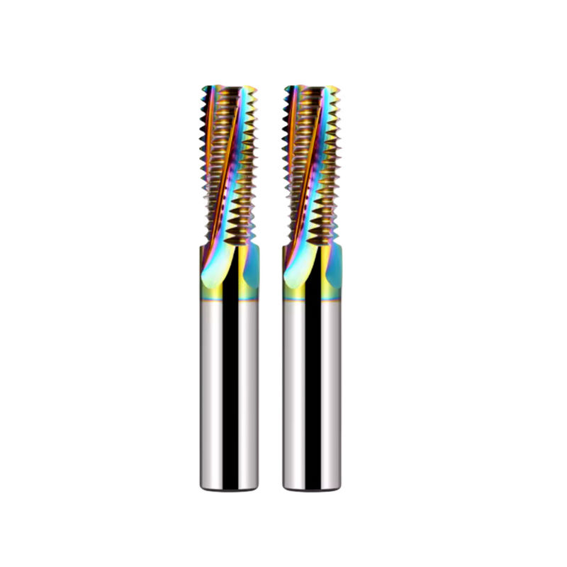 Full Teeth DLC Rainbow Threading End Mill Cutter HRC65 Untuk Aluminium Stainless Steel
