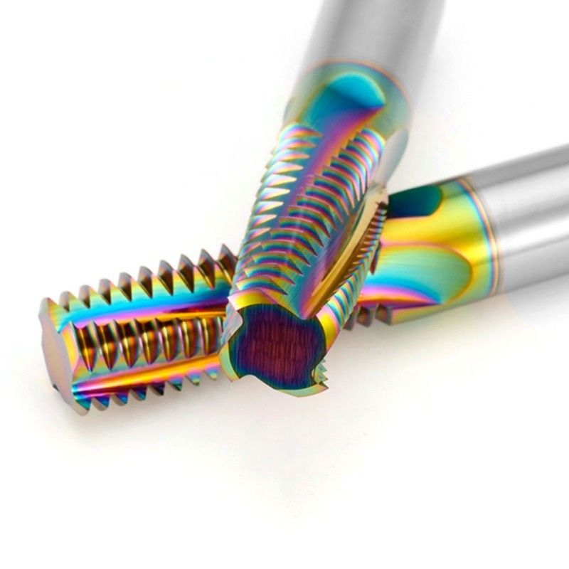Full Teeth DLC Rainbow Threading End Mill Cutter HRC65 Untuk Aluminium Stainless Steel