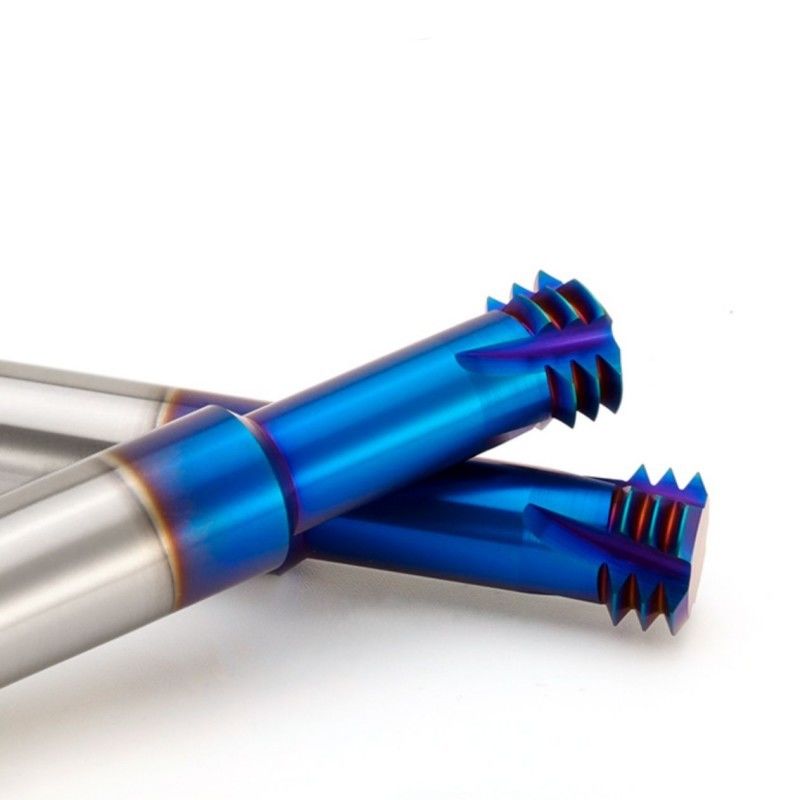 HRC68 derajat Threading End Mill Cutter Metrik ISO Tiga Gigi Untuk CNC Machining