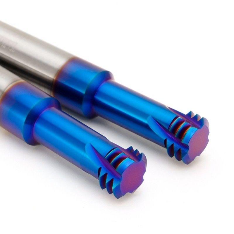 HRC68 derajat Threading End Mill Cutter Metrik ISO Tiga Gigi Untuk CNC Machining