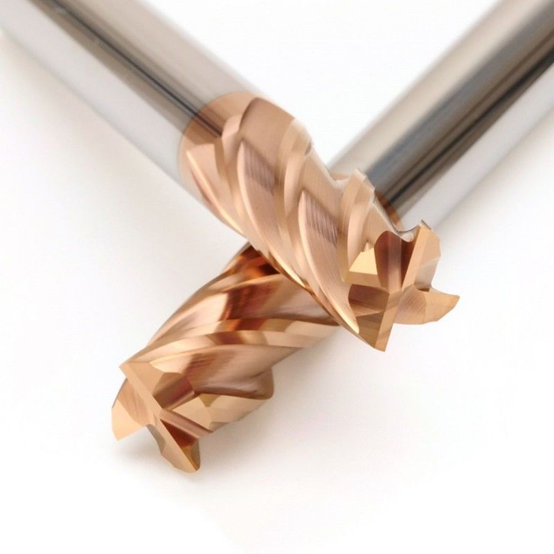 Square Solid Carbide End Mill HRC55 derajat Perunggu Warna Lapisan 4 Flutes