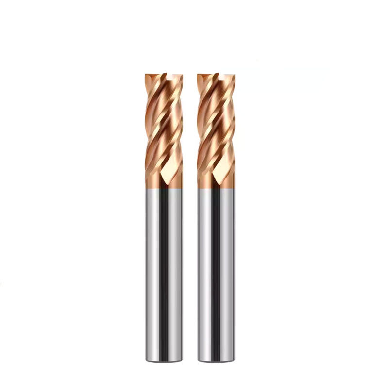 Square Solid Carbide End Mill HRC55 derajat Perunggu Warna Lapisan 4 Flutes