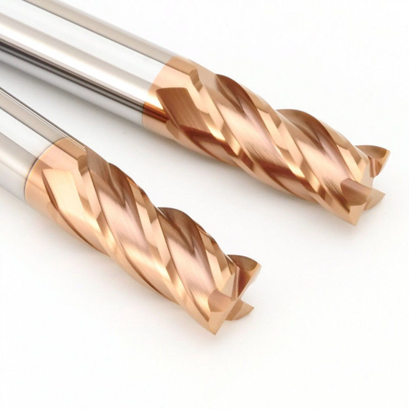 Square Solid Carbide End Mill HRC55 derajat Perunggu Warna Lapisan 4 Flutes