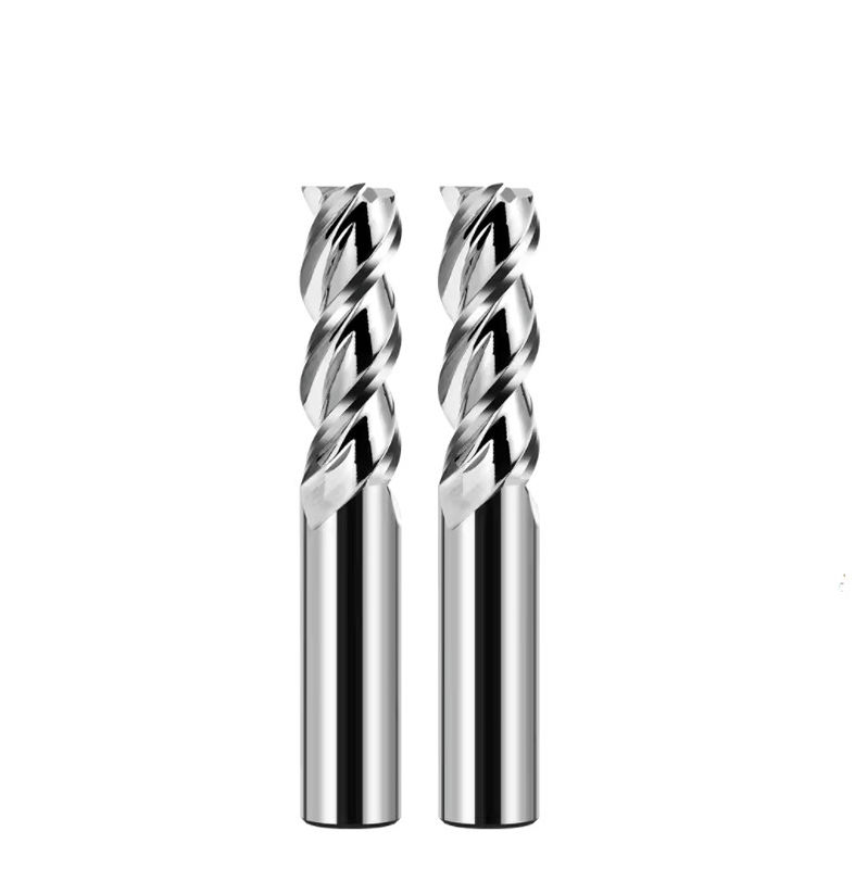 3 Flutes Flat End Mill Cutter Mirror Polishing Uncoated Untuk Mesin Aluminium