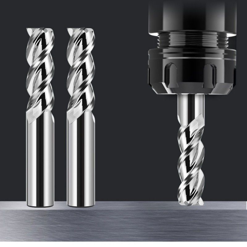 3 Flutes Flat End Mill Cutter Mirror Polishing Uncoated Untuk Mesin Aluminium