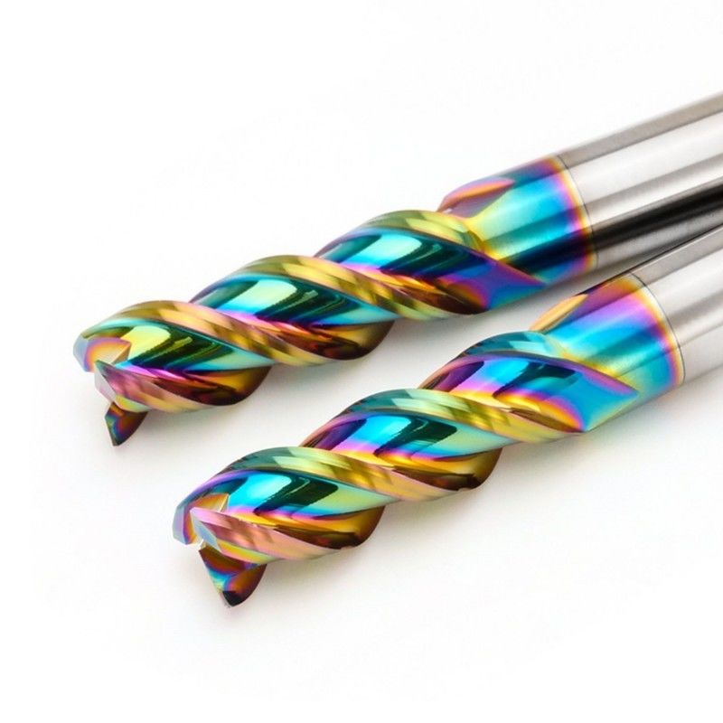 Aluminium Carbide End Mill DLC Mirror Polish Nano Coating 3 Flutes Untuk CNC Machining