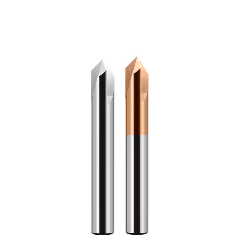 Chamfer Carbide End Mill HRC58 Solid 90 Degree 3 Flutes Untuk Alat Mesin Ukiran CNC