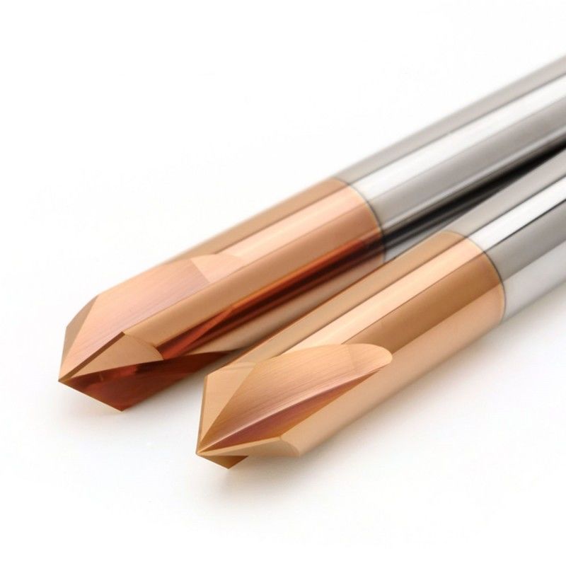 Chamfer Carbide End Mill HRC58 Solid 90 Degree 3 Flutes Untuk Alat Mesin Ukiran CNC