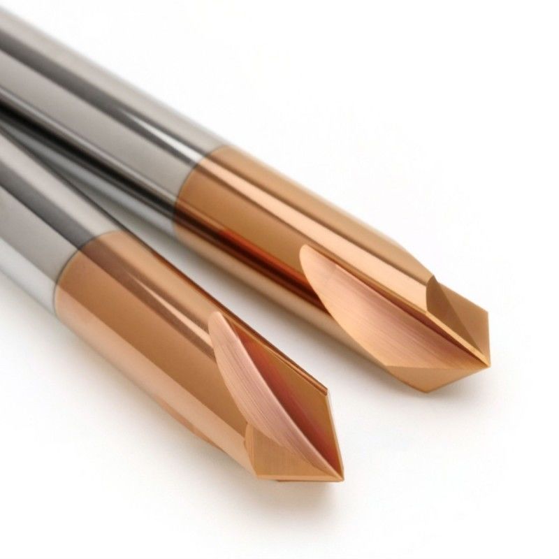 Chamfer Carbide End Mill HRC58 Solid 90 Degree 3 Flutes Untuk Alat Mesin Ukiran CNC