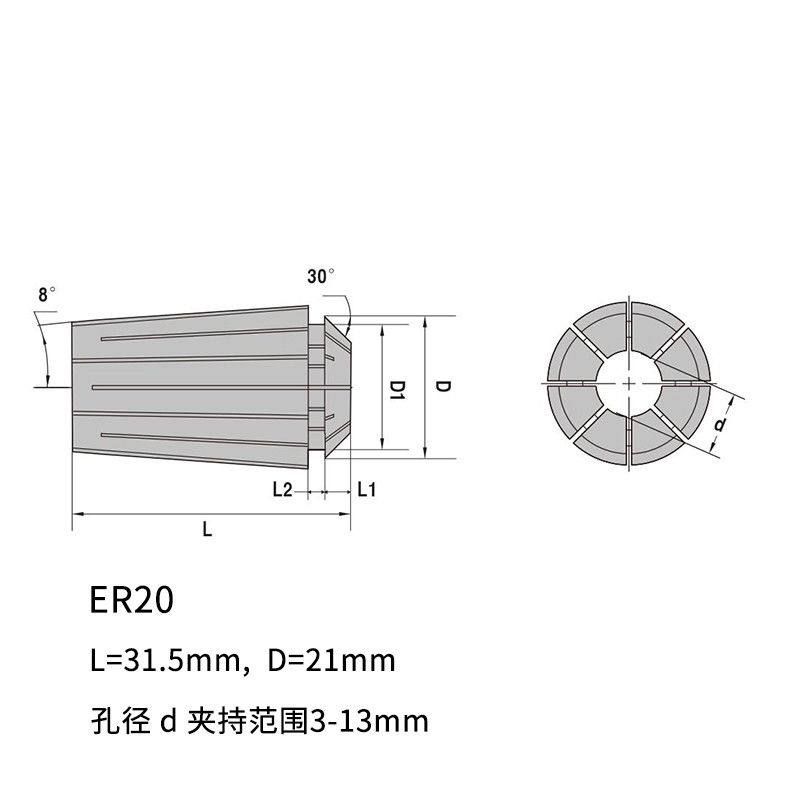 Tinggi Precision ER20 UGD Collet Chuck Untuk CNC Ukiran Milling Lathe Chuck Alat