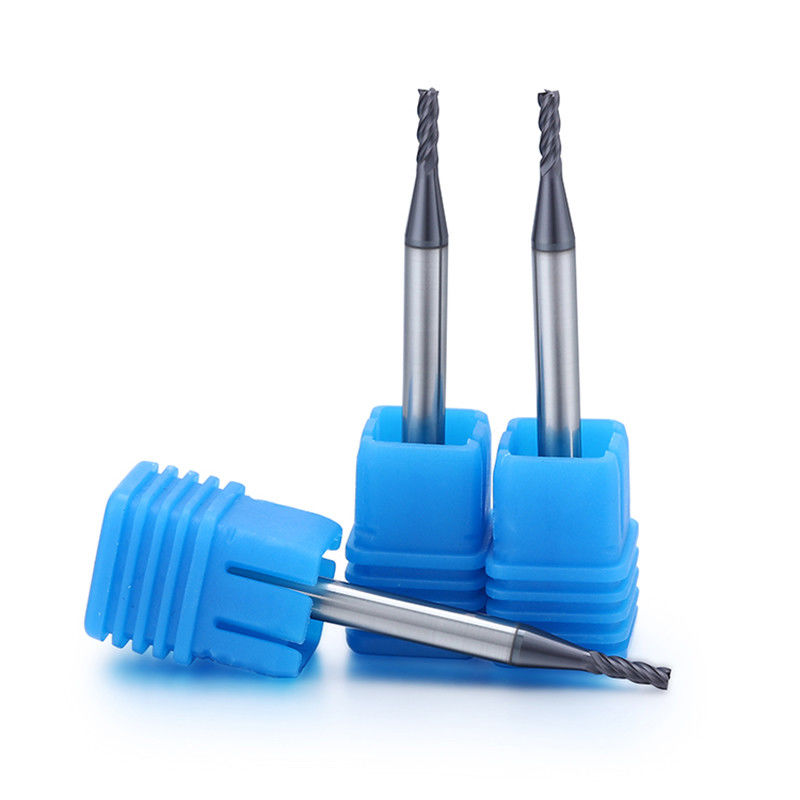 Aluminium Long Neck Micro Diameter End Mill Dengan Radius Sudut 0,1mm