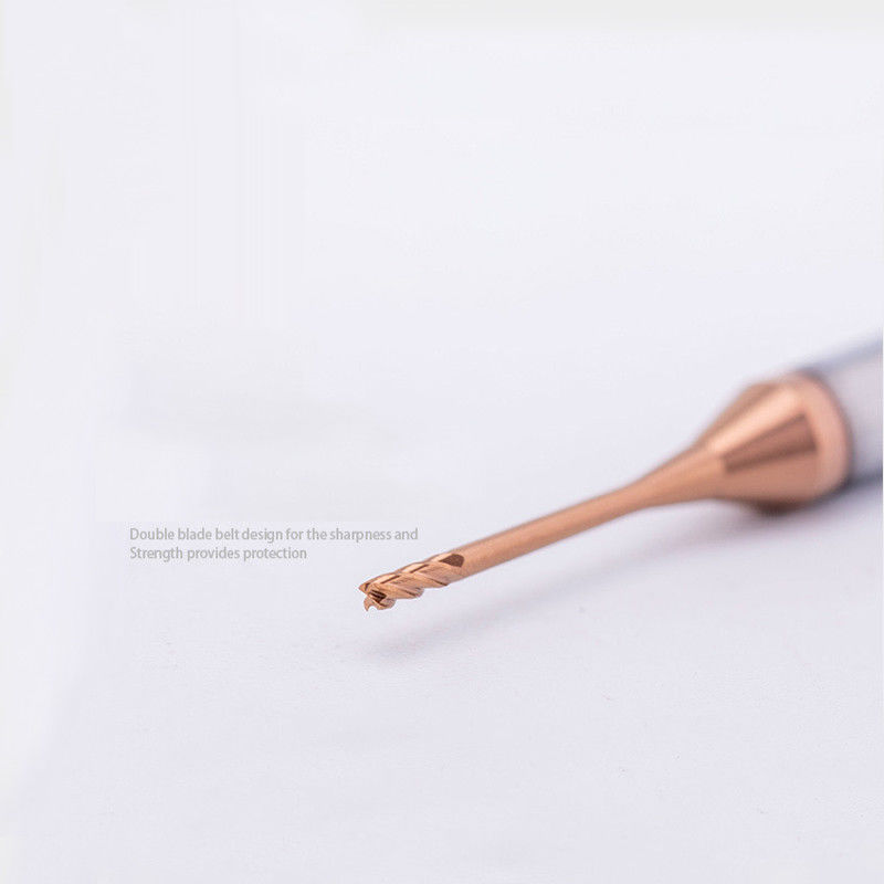 Tungsten Micro Diameter End Mill Dengan 0.2mm Cutting Edge 2,5mm Panjang Flot