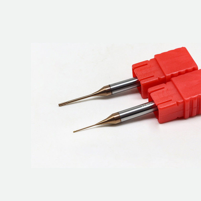 Tungsten Micro Diameter End Mill Dengan 0.2mm Cutting Edge 2,5mm Panjang Flot