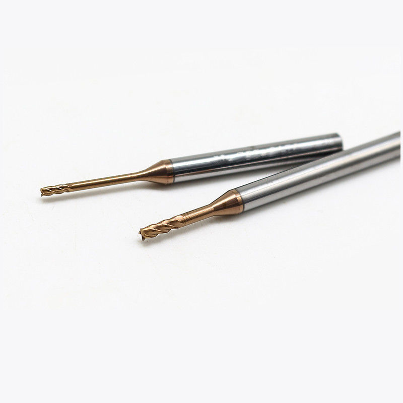 Tungsten Micro Diameter End Mill Dengan 0.2mm Cutting Edge 2,5mm Panjang Flot
